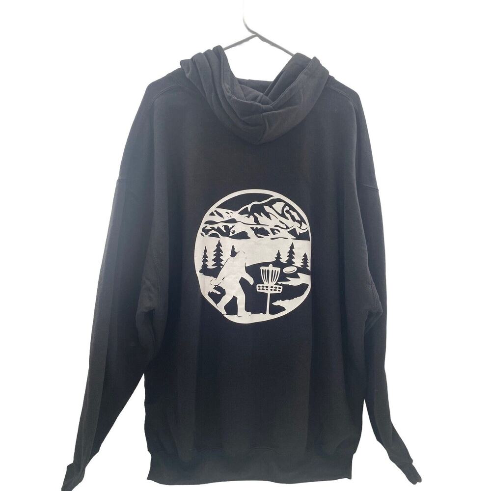 Disc Golf Pullover Hoodie M Dual Logo Double SASQUATCH Sweatshirt BLACK